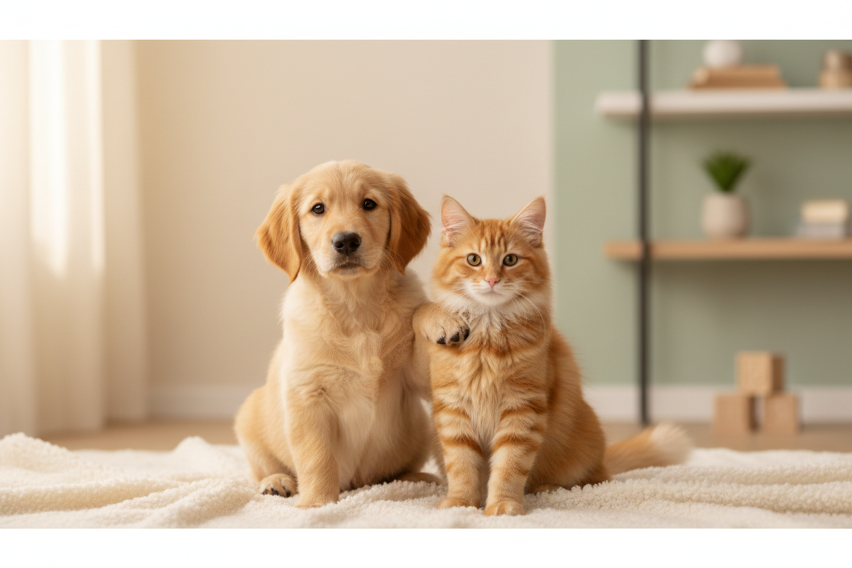 Gato y perro juntos para portada